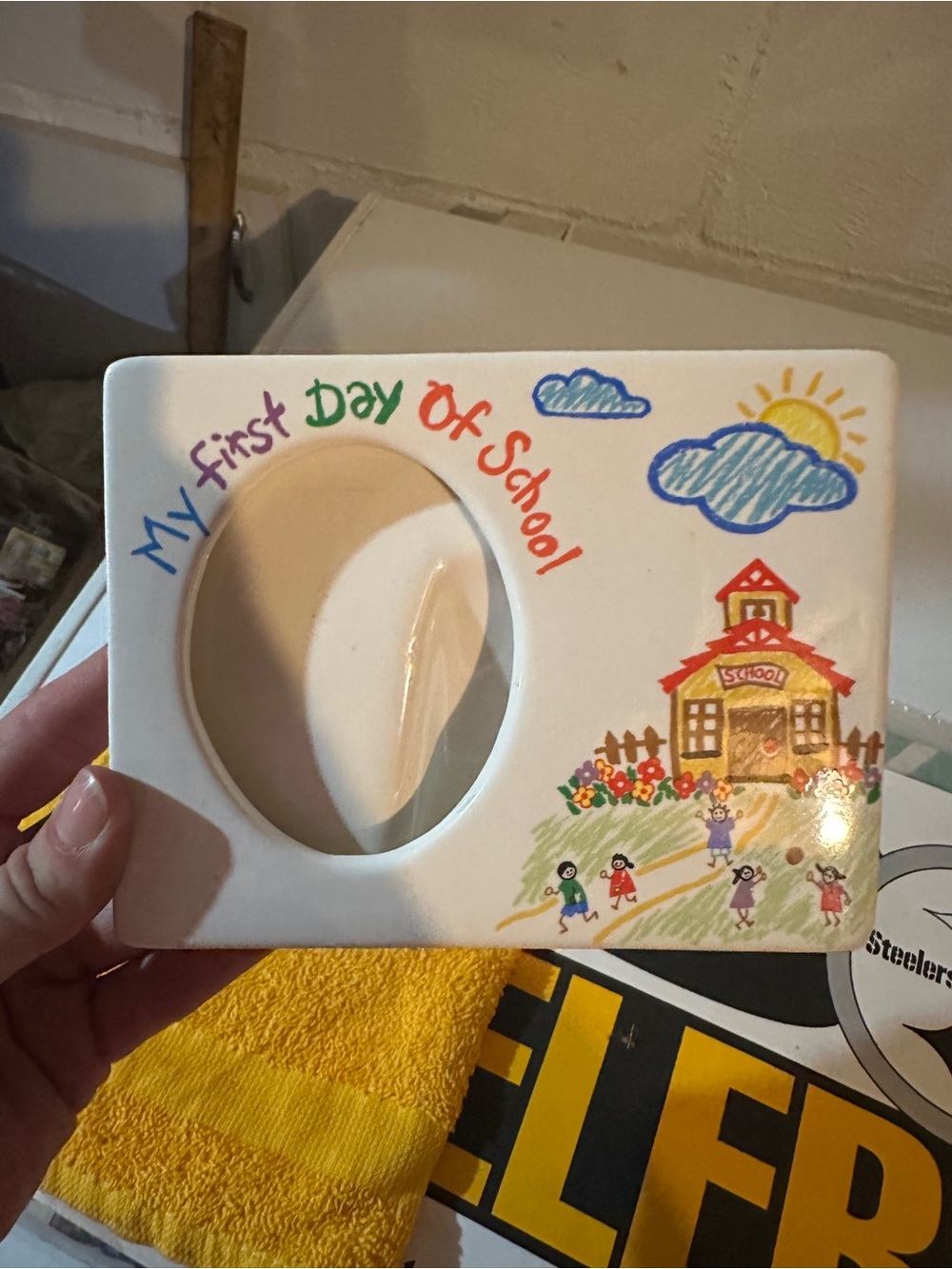 Russ White Ceramic 'My First Day of School' Frame with Multicolor Artwork